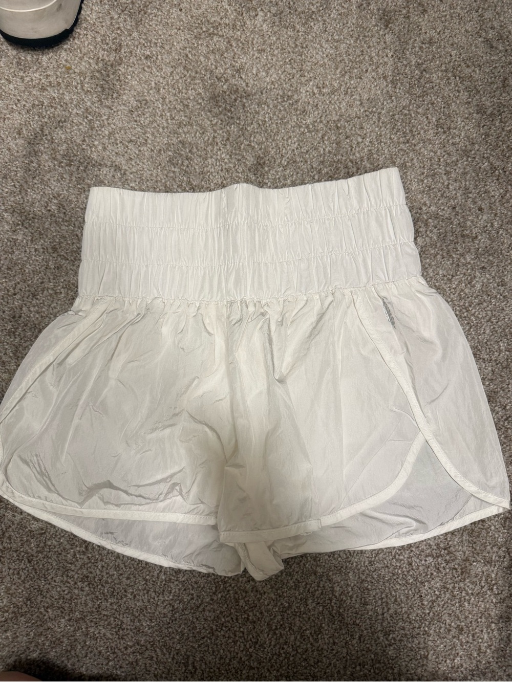Free People White High-Waist Smocked Waist Shorts